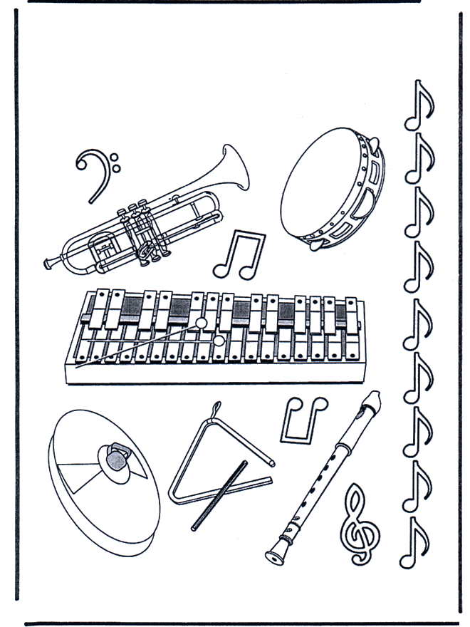 Muziekinstrumenten - Kleurplaten muziek