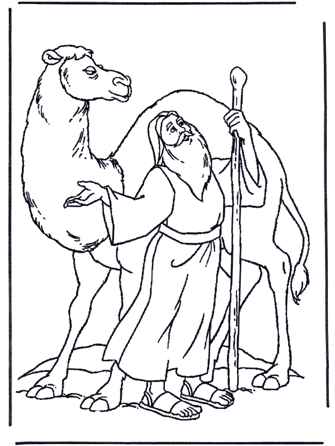 Noach en een kameel - Bijbel kleurplaten Oude Testament