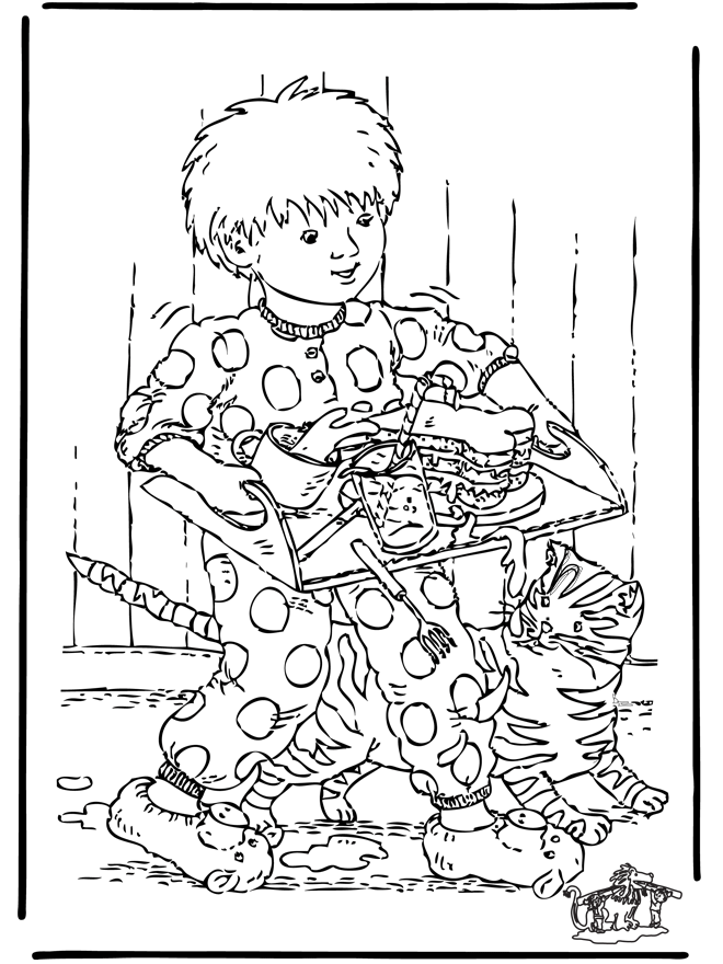 Ontbijt op bed - Kleurplaat kinderen