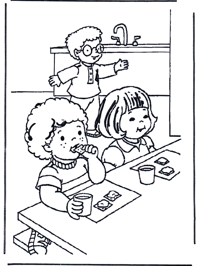 Ontbijten - Kleurplaat kinderen