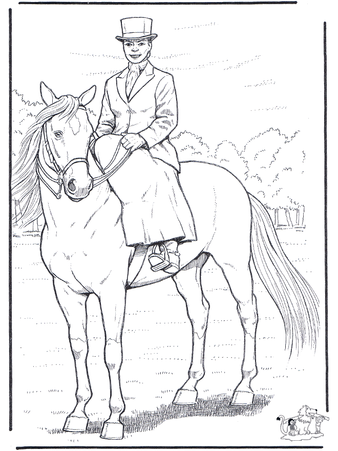 Paard met dame - Kleurplaten paarden