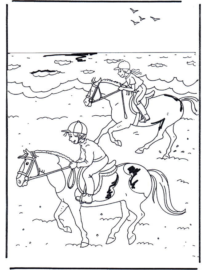 Paardrijden 2 - Kleurplaten paarden