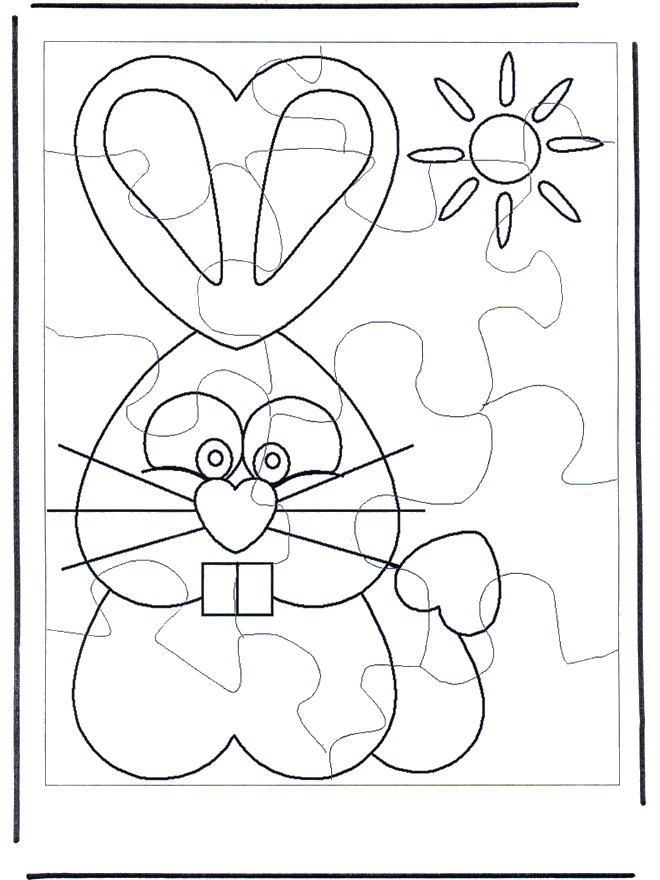 Paashaas puzzel 1 - Kleurplaten Pasen