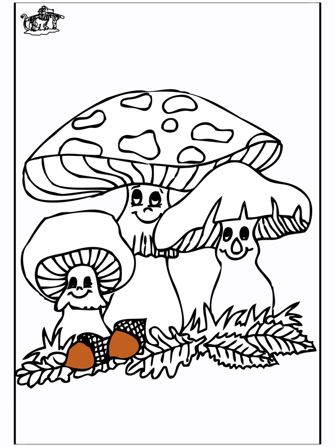 Paddenstoelen 1 - Kleurplaten herfst