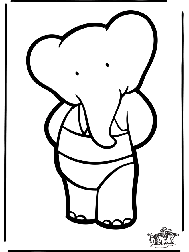 Prikkaart Babar 1 - Knutselen prikkaart stripfiguur