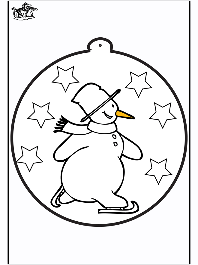 Prikkaart Sneeuwpop 1 - Kleurplaten schaatsen