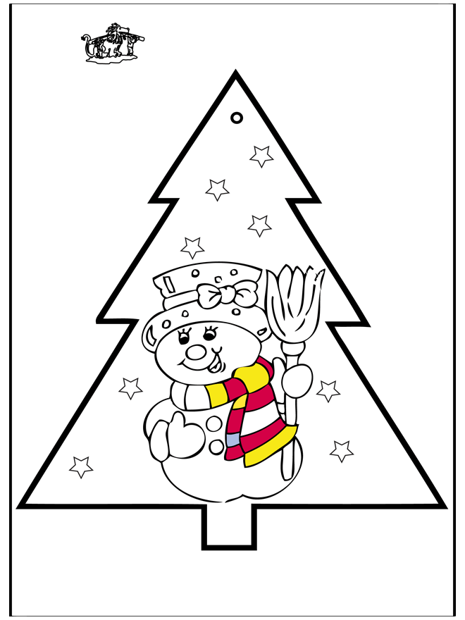 Prikkaart sneeuwpop 2 - Prikken en kleuren Kerst