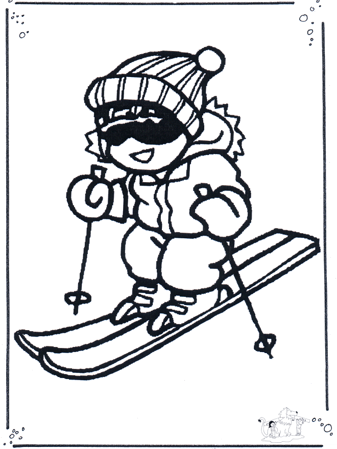 Skiën 2 - Kleurplaat sport