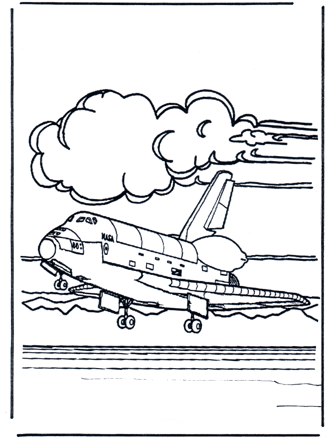 Space shuttle land - Kleurplaten ruimtevaart