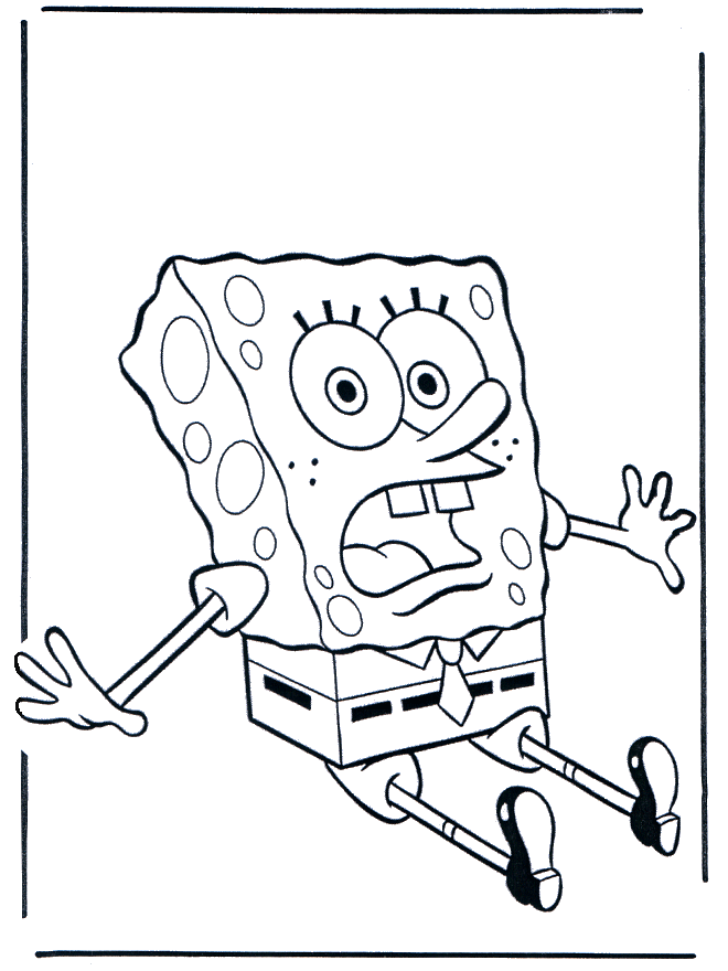 Spongebob schrikt - Spongebob kleurplaten