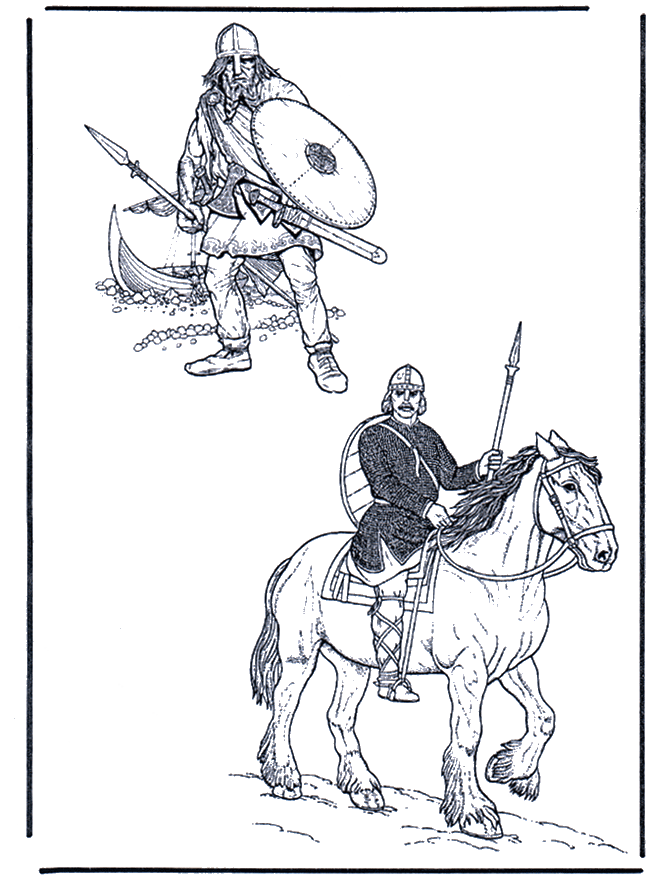 Twee soldaten - Kleurplaten middeleeuwen