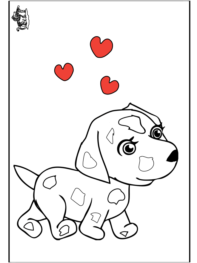 Valentijn hond - Kleurplaten Valentijnsdag