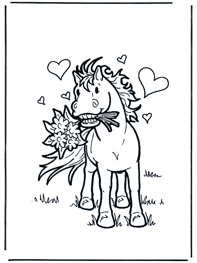 Valentijn paard - Kleurplaten Valentijnsdag