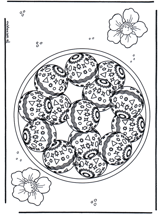 versierde bollen mandala - Kindermandala's